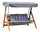 Balançoire de jardin 3 places 190x120x180 cm en bois avec coussins gris