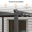 Pergola Gazebo 3x3 m con 8 Fori di Drenaggio in Alluminio Metallo e Poliestere Grigio Scuro
