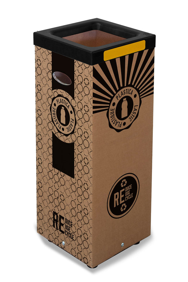 Pattumiera Per Raccolta Rifiuti 28x28xh70 cm in Cartone Con Stampa Grafica Plastica Beige acquista