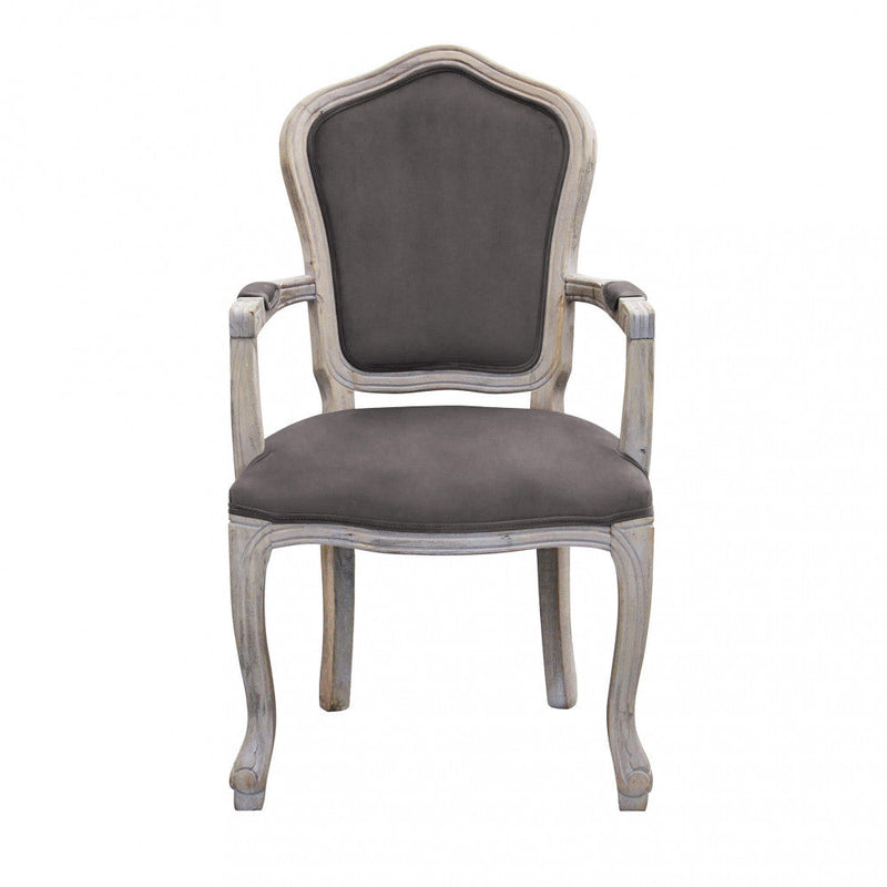 Poltrona Charlene in Velluto Taupe 55x51x100 h cm in Legno Tortora