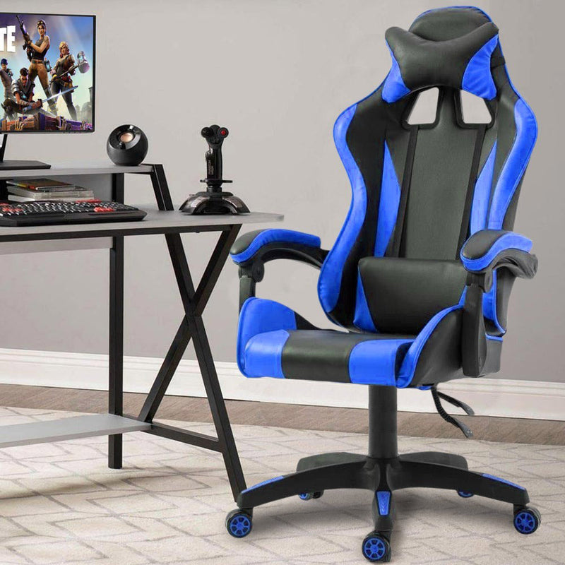 Sedia da Gaming Ergonomica 66x60x134 cm in Similpelle Blu