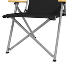 Sedia da Campeggio Pieghevole 74x59,5x98 cm con Schienale Regolabile in Alluminio e Poliestere Nero  