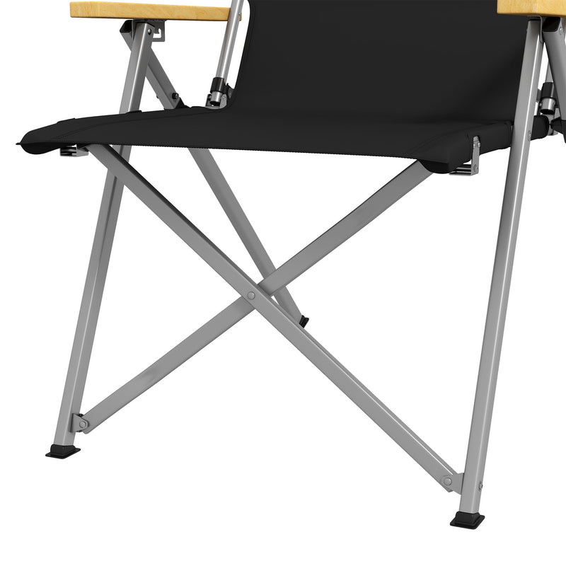 Sedia da Campeggio Pieghevole 74x59,5x98 cm con Schienale Regolabile in Alluminio e Poliestere Nero  