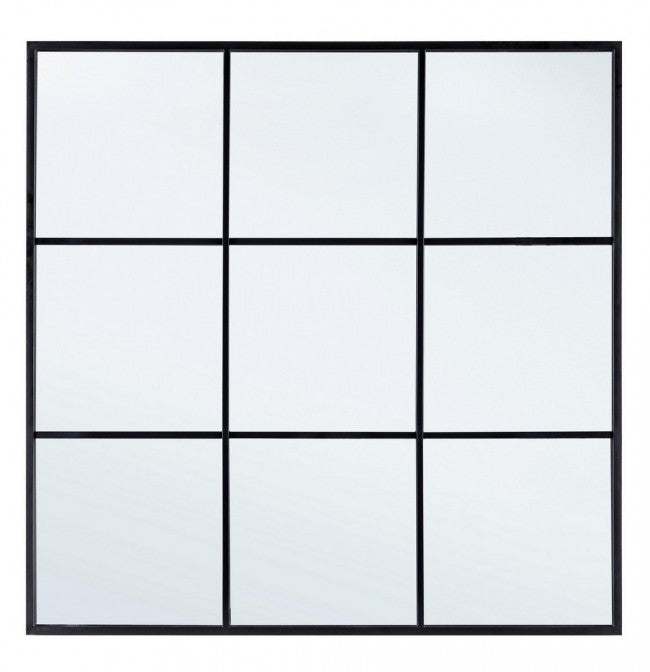 Specchio con Cornice Window Nucleos Nero in Metallo
