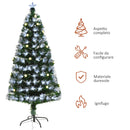 Albero di Natale Artificiale 120 cm 130 Rami con Luce LED Fibre Ottiche  Pino Verde