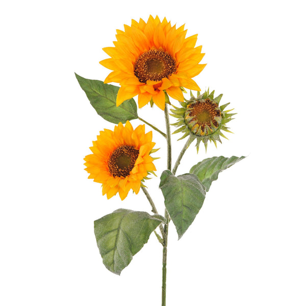 acquista Set 2 Tournesols Artificiels avec 3 Fleurs Hauteur 85 cm Jaune