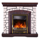 Camino Elettrico da Pavimento 105,8x110x30 cm Effetto Fiamma 1500W Natali & Meridian Bianco/noce scuro