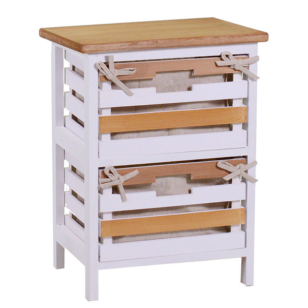 Commode 2 tiroirs en bois 35x27x47cm Matilda Noyer clair et blanc sconto