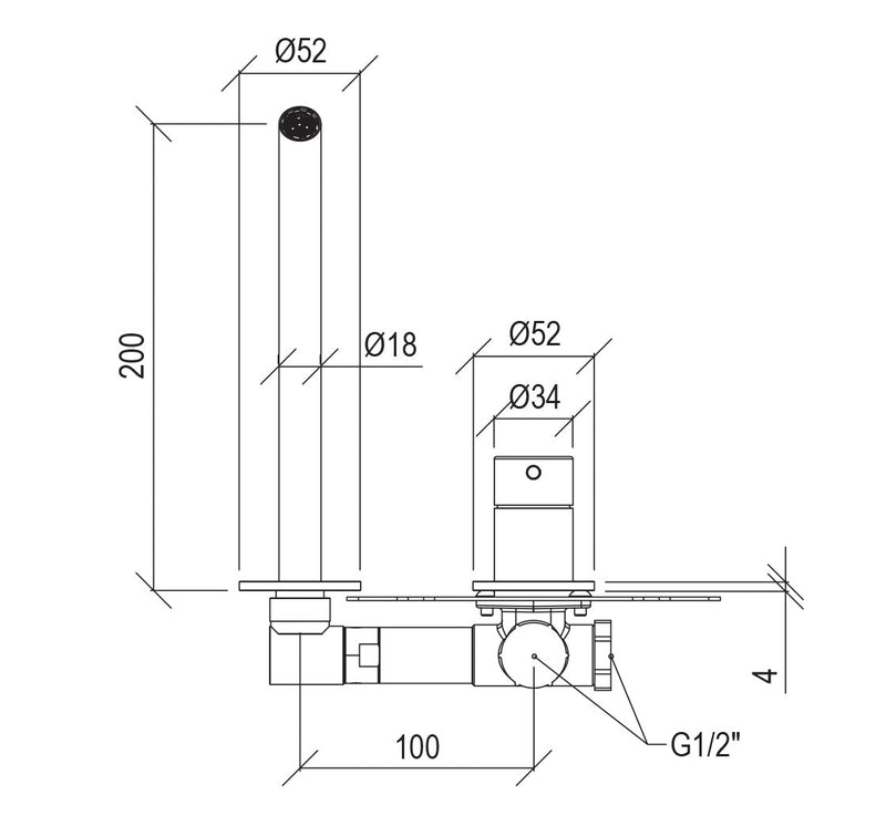Rubinetto Miscelatore Monocomando a Parete Lavabo Satinato Tevere