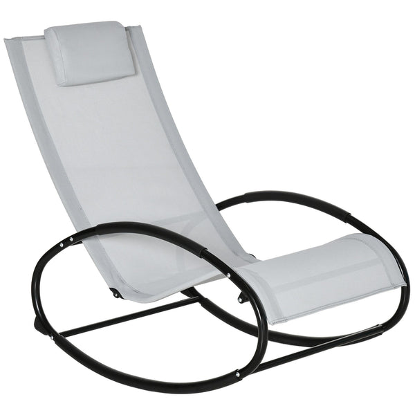 sconto Chaise longue à bascule Zero Gravity 105x62x88 cm en acier et tissu gris