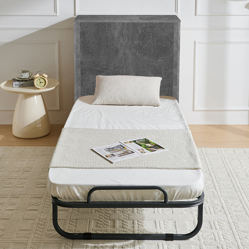 Letto Singolo a Scomparsa Salvaspazio con Materasso Pieghevole Grigio      