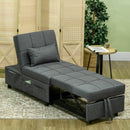 Poltrona Letto Singolo 65,5x104x81 cm Reclinabile 4-in-1 in Tessuto Effetto Lino Grigio      