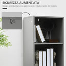 Mobile Multiuso 3 Ripiani 1 Ante 40x38x170 cm in Truciolato e Metallo Grigio e Rovere