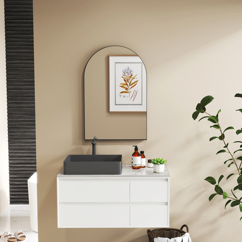 Specchio ad Arco 60x3x90 cm in Lega di Alluminio e Vetro Nero   