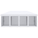Gazebo da Giardino Pieghevole 585x295x270 cm con 6 Tende Zanzariere in Acciaio Bianco Crema