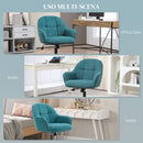 Sedia da Ufficio Girevole ad Altezza Regolabile 63x66x86-96 cm in Tessuto Effetto Lino e Acciaio Verde Scuro
