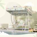 Dondolo per Bambini da Giardino a 2 Posti 112x75x120 cm con Cinture di Sicurezza Bianco   