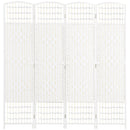 Paravento a 4 Ante Pieghevole 160x170 cm Autoportante e Intrecciato per Interni Bianco 