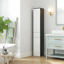 Mobile a Colonna da Bagno Salvaspazio con 2 Armadietti e Cassetto 30x28x180 cm Nero e Bianco 