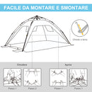 Tenda da Spiaggia Pop Up 220x173x120 cm con Porta a Cerniera in Poliestere e Fibra di Vetro Blu Chiaro e Giallo  