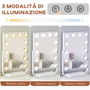 Specchio da Tavolo con LED 32,8x11x47,4 cm per Trucco Make up Bianco