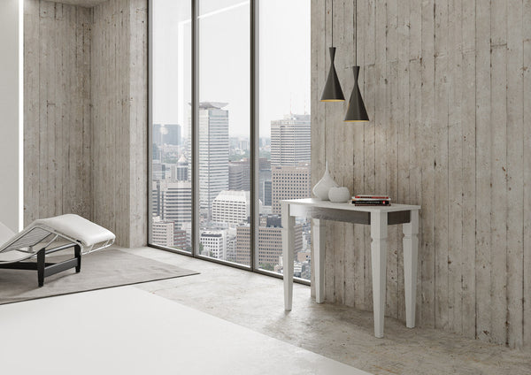 Console Extensible 90-300x40x77 cm en Mélamine Blanc sconto