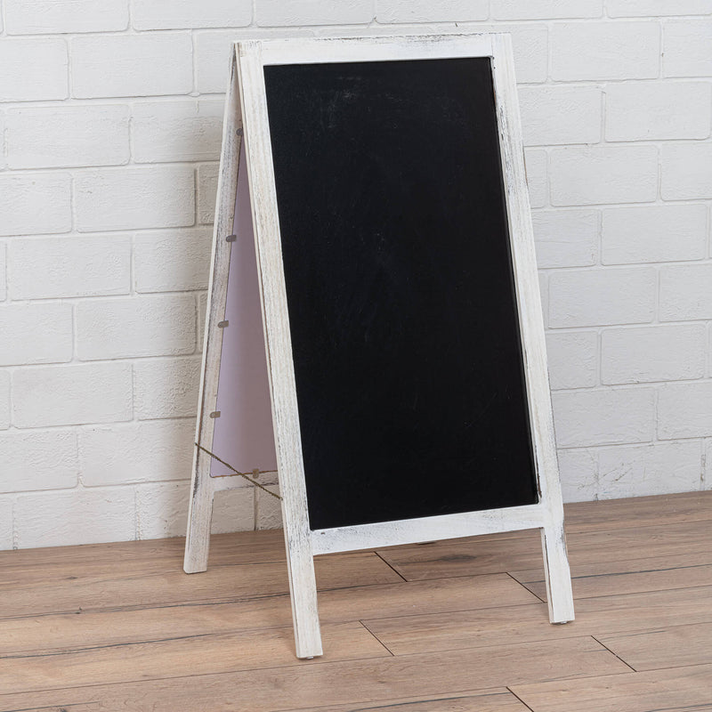 Lavagna Ristorante Pieghevole in Legno 50x65x100 cm Bianco