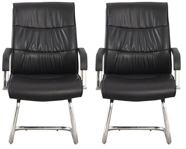 Set 2 Sedie Poltrone Attesa da Ufficio in Similpelle Norwich Nera prezzo
