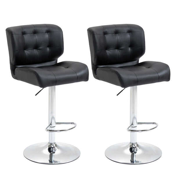 Lot de 2 Tabourets Rembourrés 50x55,5x93-114 cm en Simili Cuir Noir acquista
