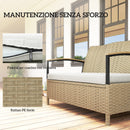 Panca Contenitore da Giardino 123x70x82 cm Capacità 125L con Cuscino Imbottito in Metallo e Rattan PE Cachi      