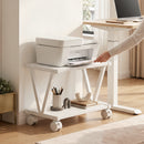 Supporto Stampante 44x28x32 cm con 2 Ripiani e Ruote in Truciolato Bianco      