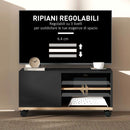 Mobile Porta TV fino 42"con Ruote e Freni Armadietto e Ripiano Regolabile 80x45x41 cm in Legno Nero