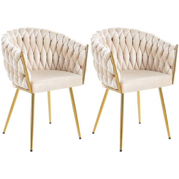 Set 2 Sedie per Sala da Pranzo e Ufficio in Velluto Beige Sedia Ergonomica acquista