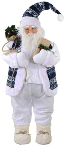 Pupazzo Babbo Natale H100 cm Bianco e Blu