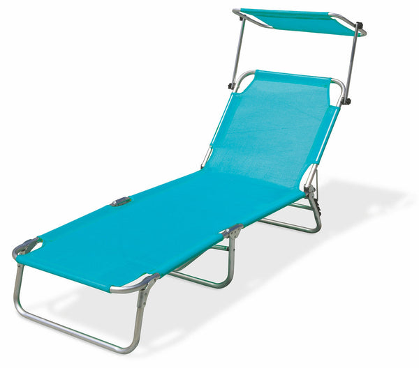 online Chaise longue de jardin pliante en aluminium avec toit Soriani Vieste Aqua Green