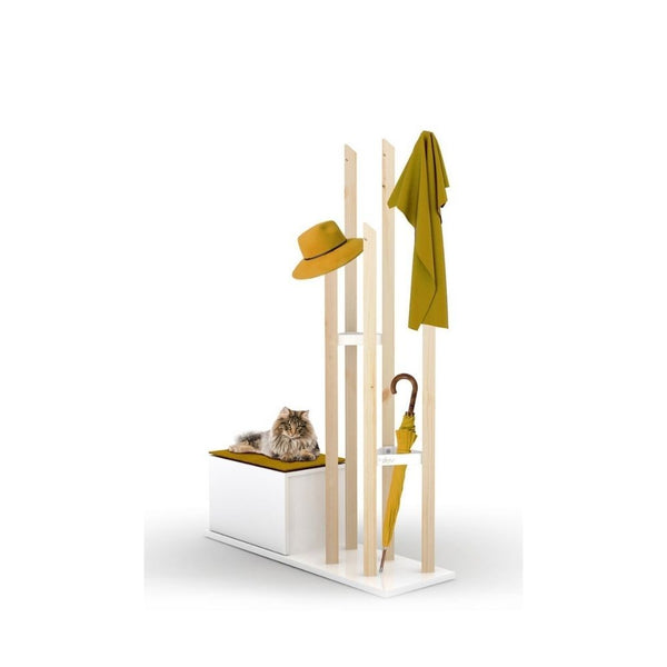 acquista Portemanteau Katana en chêne blanc 120x36x168 cm et étagère à chaussures