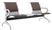 Banc de bureau pour salle d'attente 2 places avec coussin et table basse en acier et simili cuir argenté/marron foncé