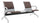 Banc de bureau pour salle d'attente 2 places avec coussin et table basse en acier et simili cuir argenté/marron foncé