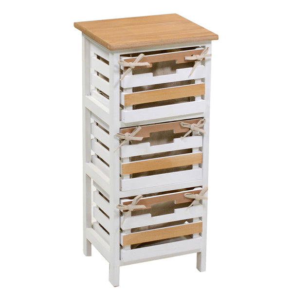 Commode 3 tiroirs en bois 30x27x66 cm Matilda Noyer clair et blanc prezzo