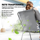 Set 8 Pezzi da Giardino con Ombrellone 6 Sedie Pieghevoli e Tavolo da Esterno in Vetro Temperato Grigio      