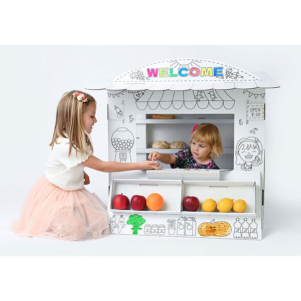 Casetta per Bambini Mini Market in Carta da Colorare 97,5x90x82,5 cm Bianco sconto