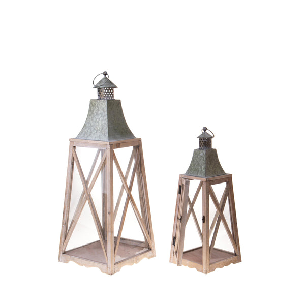 Lot de 2 lanternes en bois H 75 cm prezzo
