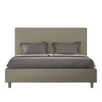 Letto Matrimoniale con Testata e Alzata Comoda Imbottito in Similpelle Goya Cappuccino Varie Misure