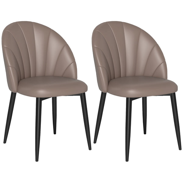 Set 2 Sedie da Pranzo Schienale a Conchiglia in Pelle PU Marrone online