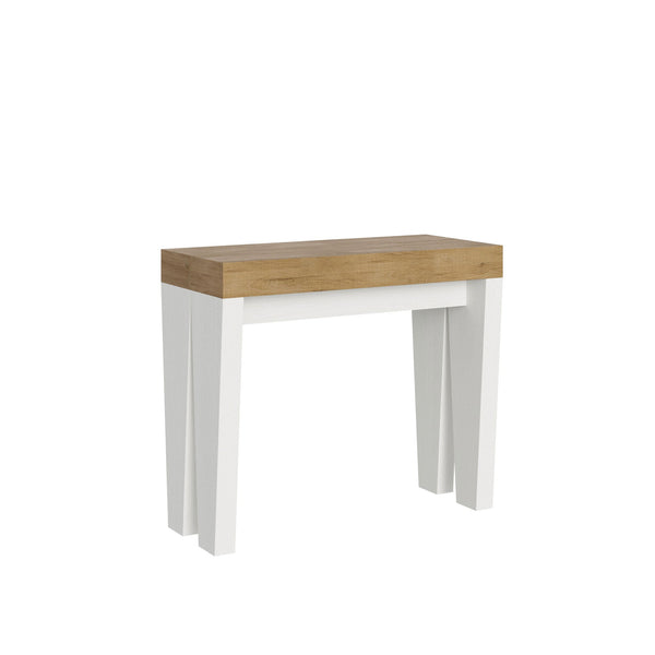 sconto Consolle Allungabile 90-300x40x77 cm in Nobilitato Marrone e Bianco