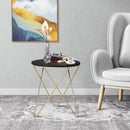 Tavolino da Soggiorno in Metallo Ø43x48 cm  Webber Nero e Oro