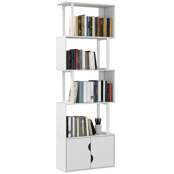 sconto Libreria Moderna con 5 Ripiani 60x23.8x179,2 cm con Armadietto alla Base in Legno Bianco