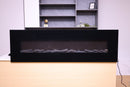 Camino Elettrico da Parete 182,5x55x13,9 cm 1500W Effetto Fiamma Sined Pordoi Nero