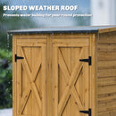 Capanno Armadio Porta Attrezzi da Giardino 115x53x156 cm con Ripiani Interni in Legno di Abete Marrone      