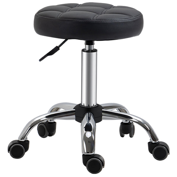 Set 2 Tabourets Pivotants à Roulettes Ø35,5x46-38 cm en Simili Cuir Noir acquista